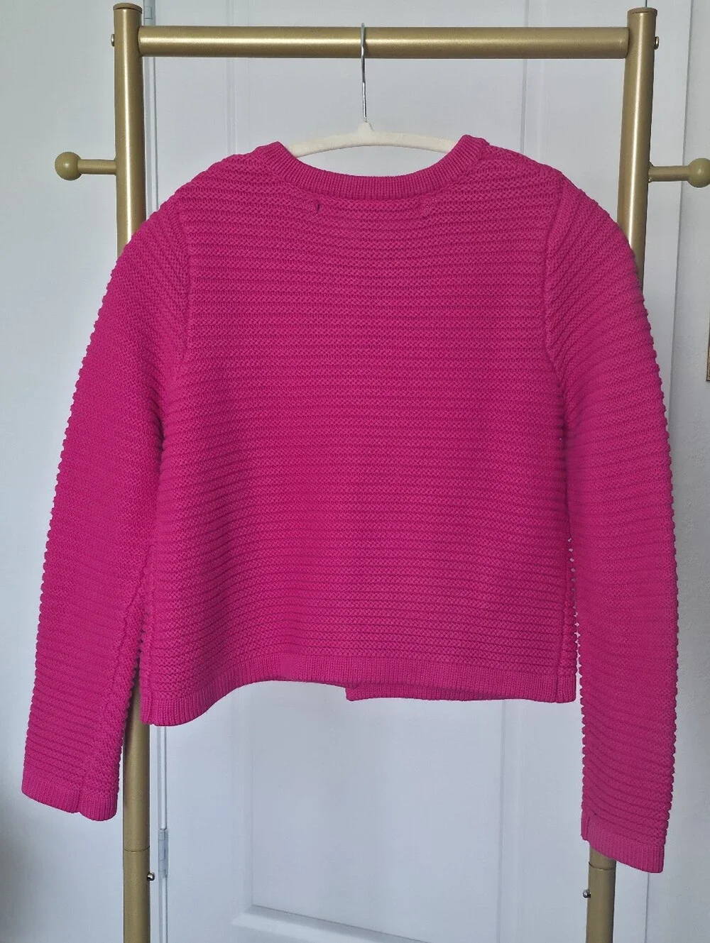 AQUA x Kerri Rosenthal Heart Patch Cardigan - Exclusive, XS, Pink, Cropped Knit